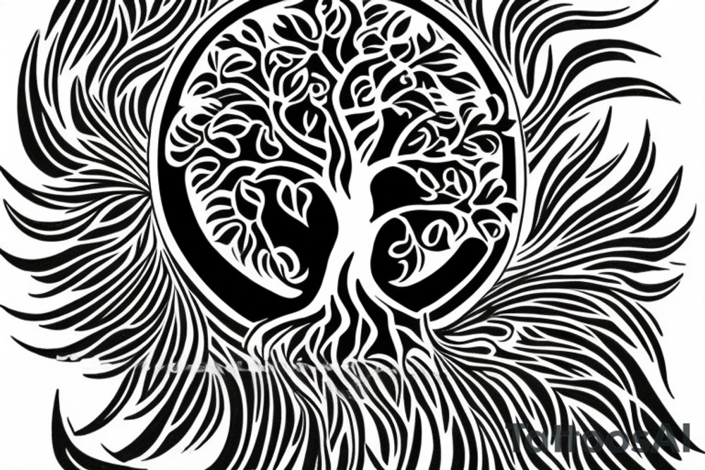 warrior shield with a tree of life tattoo idea