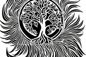 warrior shield with a tree of life tattoo idea