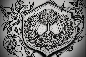 warrior shield with a tree of life tattoo idea