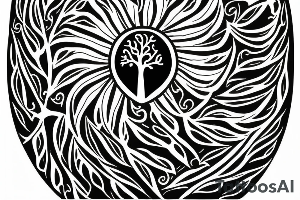 warrior shield with a tree of life tattoo idea