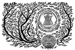 warrior shield with a tree of life tattoo idea