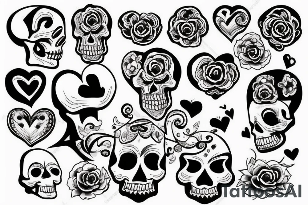 skull and heart tattoo idea