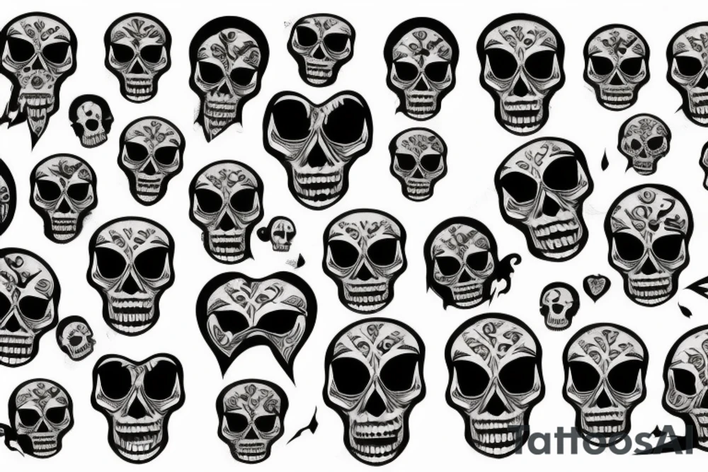 skull and heart tattoo idea