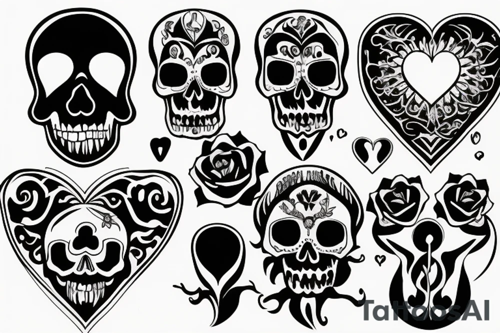 skull and heart tattoo idea