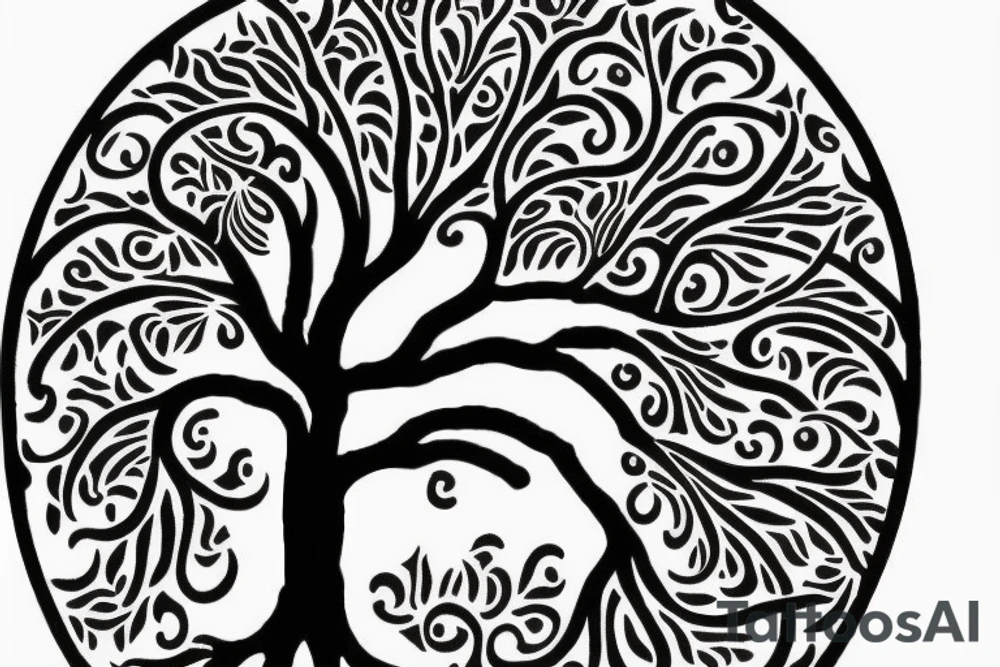giant tree of life on the back, and Achiles warrior in front tattoo idea