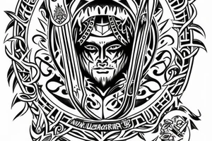 a warrior with a shield, and the shield has the tree of life on it tattoo idea