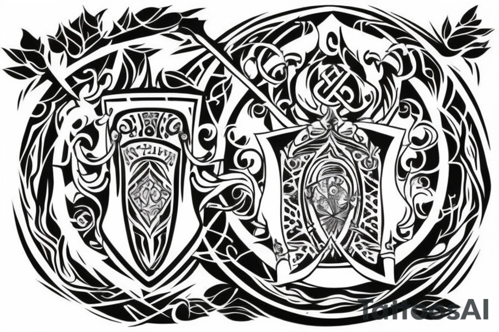 a warrior with a shield, and the shield has the tree of life on it tattoo idea