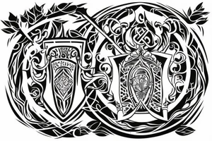 a warrior with a shield, and the shield has the tree of life on it tattoo idea