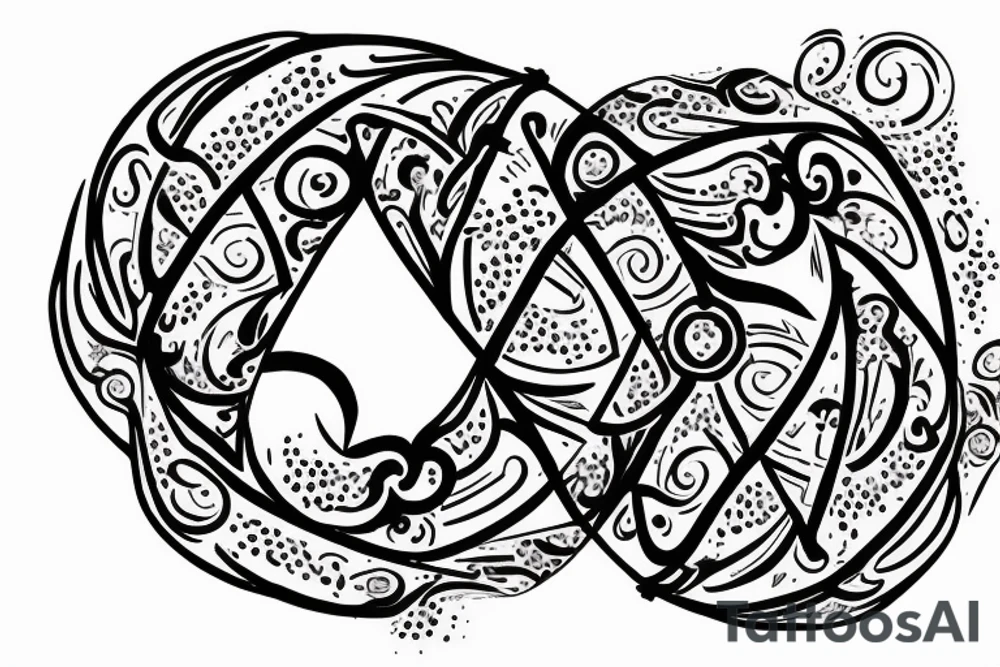 I want my wife's name Beau Dene inside an infinity sign, The word BEAU in the one circle and DENE in the other circle tattoo idea