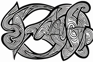 I want my wife's name Beau Dene inside an infinity sign, The word BEAU in the one circle and DENE in the other circle tattoo idea