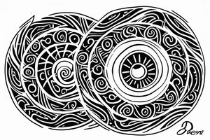 I want my wife's name Beau Dene inside an infinity sign, The word BEAU in the one circle and DENE in the other circle tattoo idea