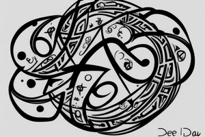I want my wife's name Beau Dene inside an infinity sign, The word BEAU in the one circle and DENE in the other circle tattoo idea