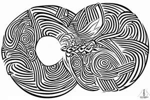 I want my wife's name Beau Dene inside an infinity sign, The word BEAU in the one circle and DENE in the other circle tattoo idea