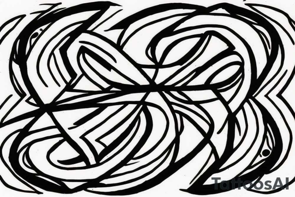 I want my wife's name Beau Dene inside an infinity sign, The word BEAU in the one circle and DENE in the other circle tattoo idea