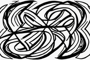 I want my wife's name Beau Dene inside an infinity sign, The word BEAU in the one circle and DENE in the other circle tattoo idea