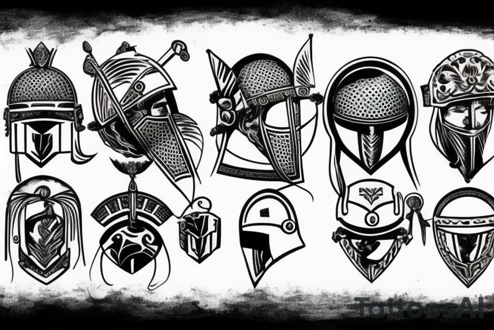 empty roman warrior helmet tattoo idea