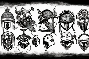 empty roman warrior helmet tattoo idea