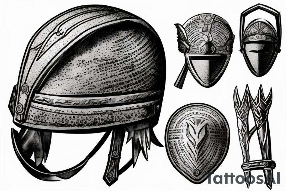 empty roman warrior helmet tattoo idea