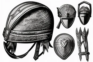 empty roman warrior helmet tattoo idea