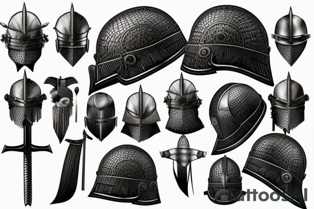empty roman warrior helmet tattoo idea