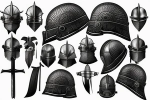 empty roman warrior helmet tattoo idea