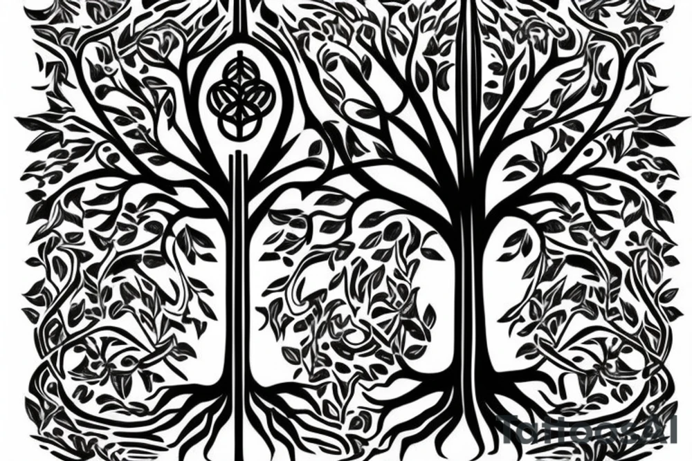 tree of life, sword trunk tattoo idea
