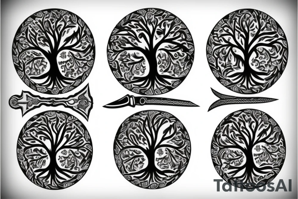 tree of life, sword trunk tattoo idea