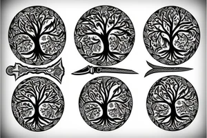 tree of life, sword trunk tattoo idea