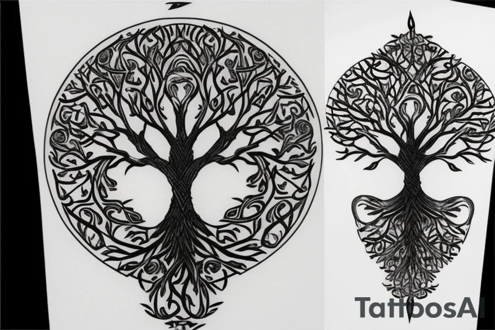 tree of life, sword trunk tattoo idea
