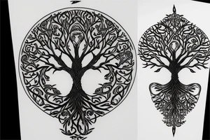 tree of life, sword trunk tattoo idea