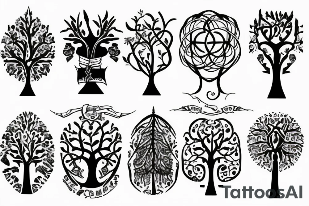tree of life with a sword stuck tattoo idea