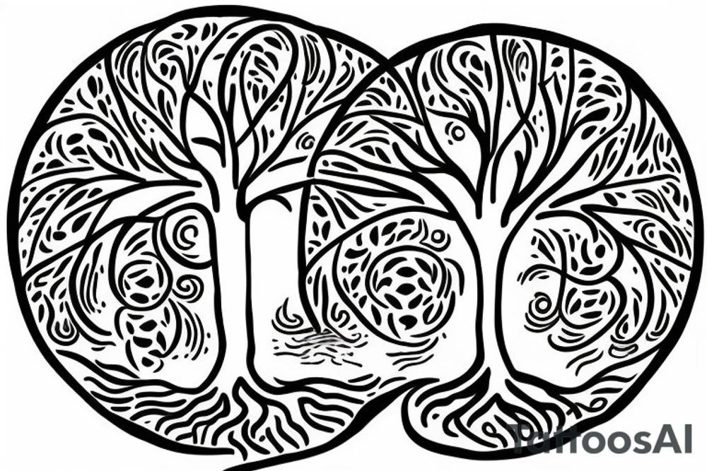 tree of life with a sword stuck tattoo idea