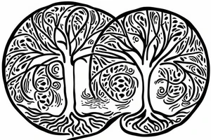 tree of life with a sword stuck tattoo idea