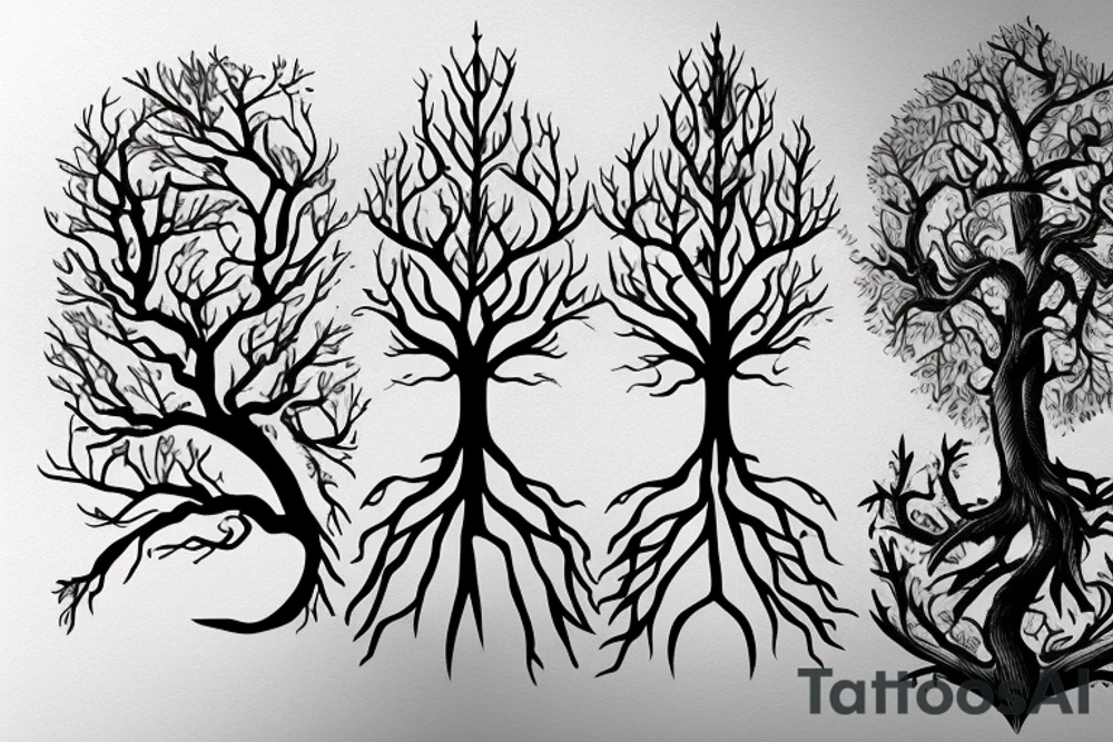 warrior sword becomes a tree tattoo idea
