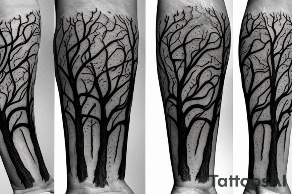 warrior sword becomes a tree tattoo idea