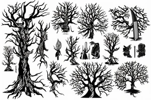 warrior sword becomes a tree tattoo idea