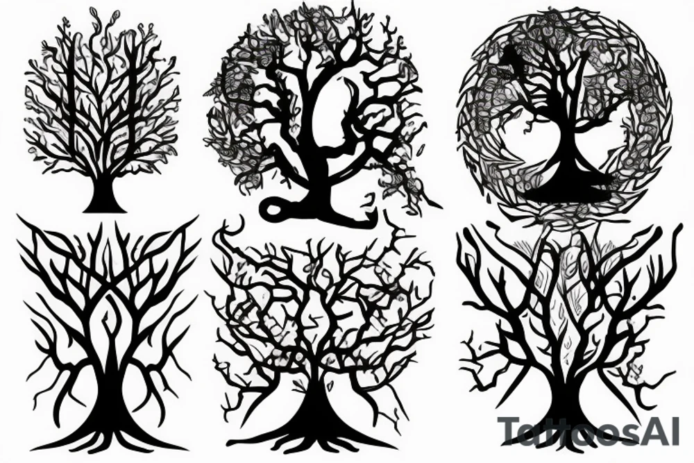warrior sword becomes a tree tattoo idea