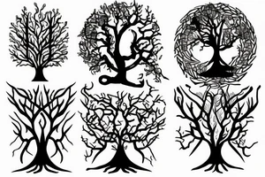 warrior sword becomes a tree tattoo idea