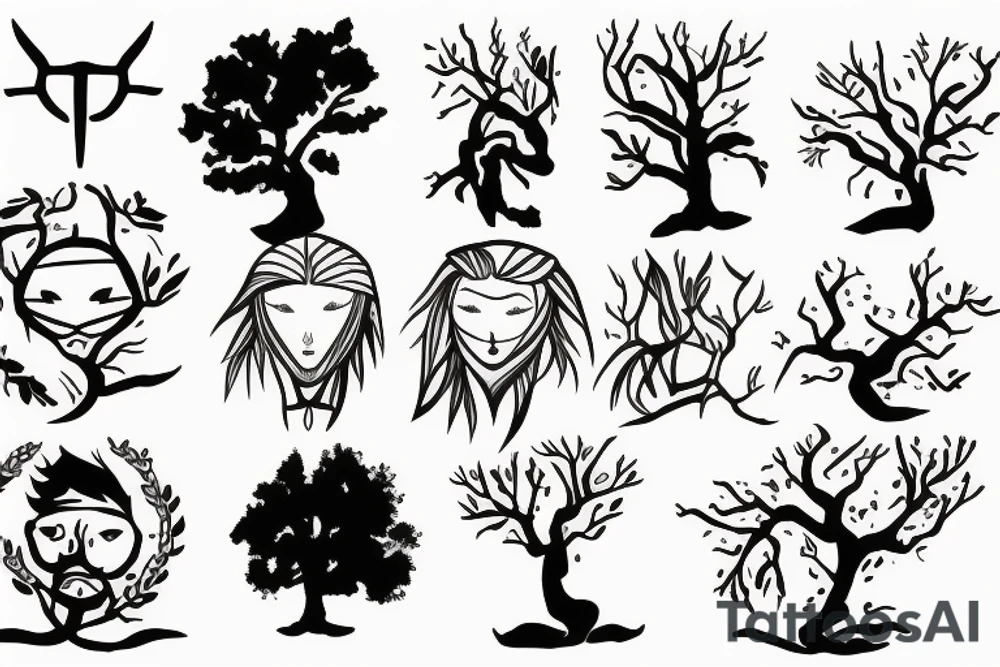 a warrior and a tree tattoo idea
