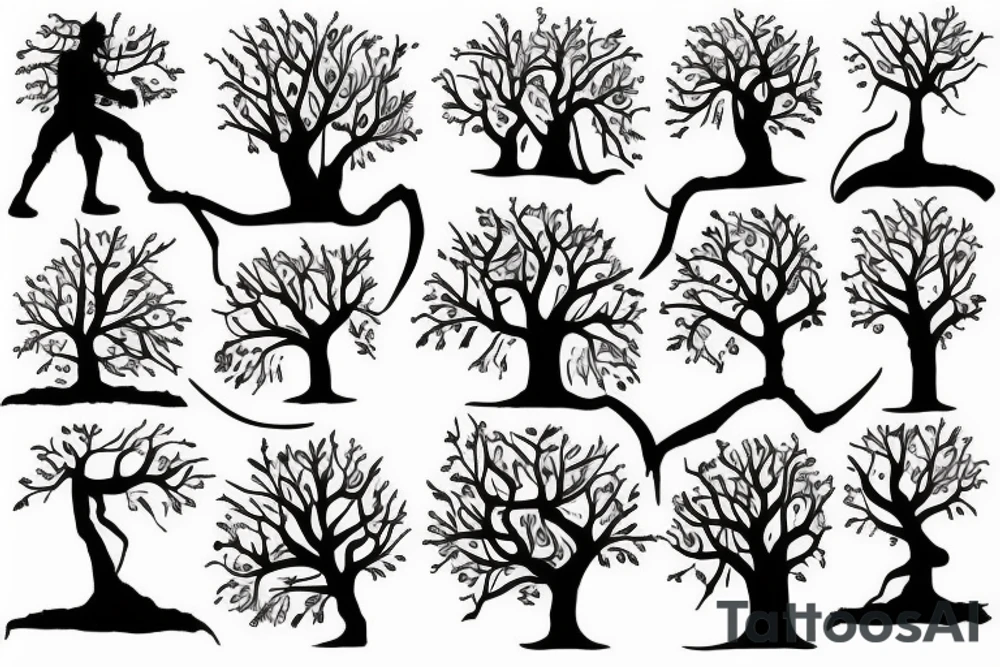 a warrior and a tree tattoo idea