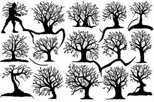 a warrior and a tree tattoo idea