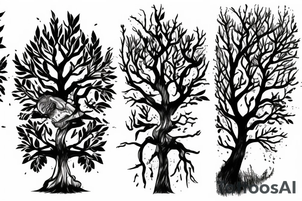 a warrior and a tree tattoo idea