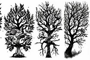 a warrior and a tree tattoo idea