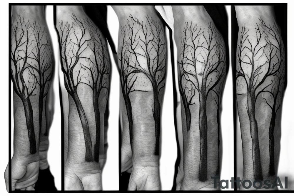 a warrior and a tree tattoo idea