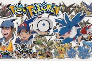 Pokemon trainer Ash Ketchum holding poker all surrounded by charizard, blastoise, and gengar tattoo idea