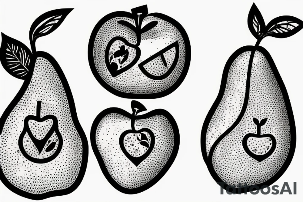 Two apples playing with a pear tattoo idea