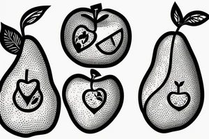 Two apples playing with a pear tattoo idea