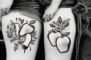 Two apples playing with a pear tattoo idea