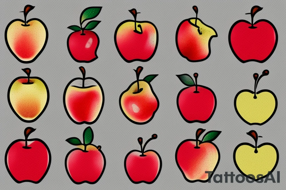 Two apples playing with a pear tattoo idea