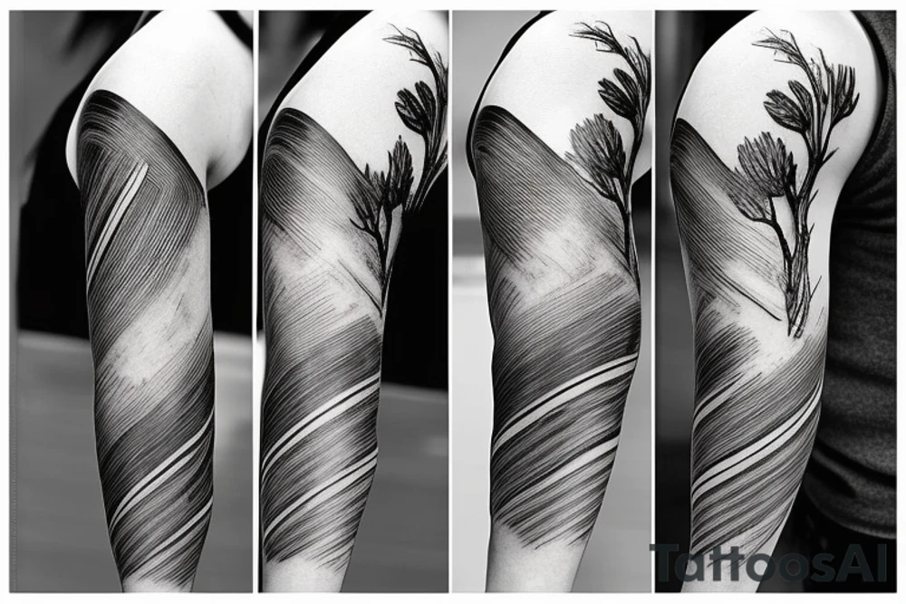 wood grain sleeve tattoo idea